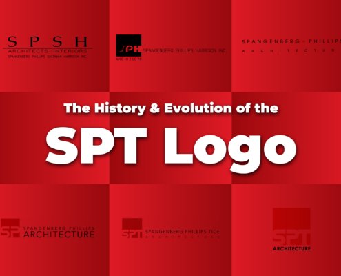 A red box that says "SPT logo" and shows each one through the years.